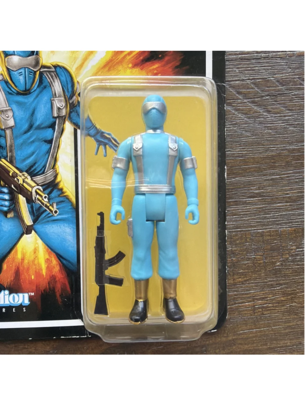 Super7 G.I. Joe Snake Eyes ReAction Boxed Action Figure Blue 2021 w/ Rifle